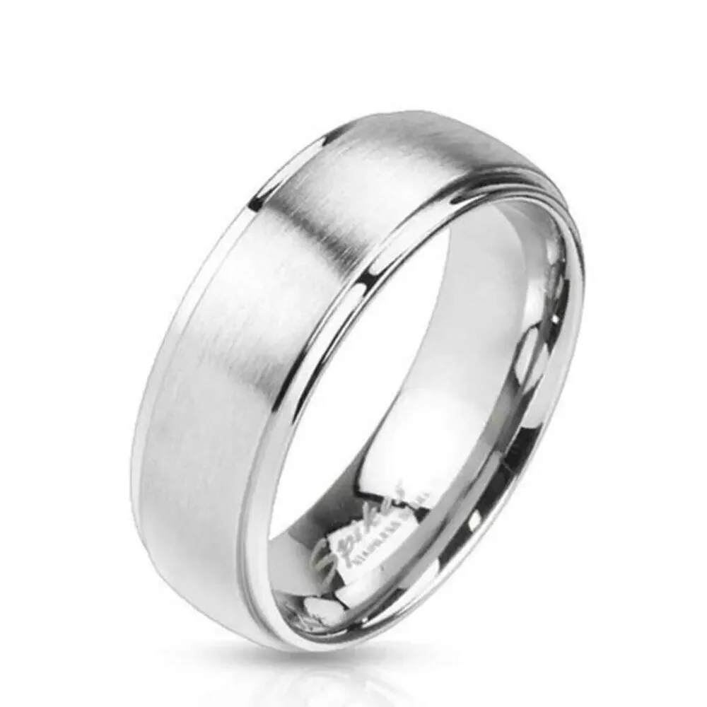 New stainless steel brushed Center Dome Band Ring‎ size 11